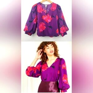 Floral 3/4 Balloon Sleeve Top